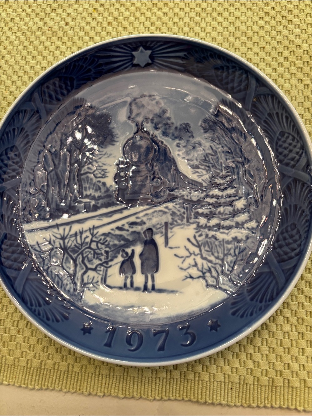 Royal Copenhagen Blue and White 1973 Holiday Wall Plate